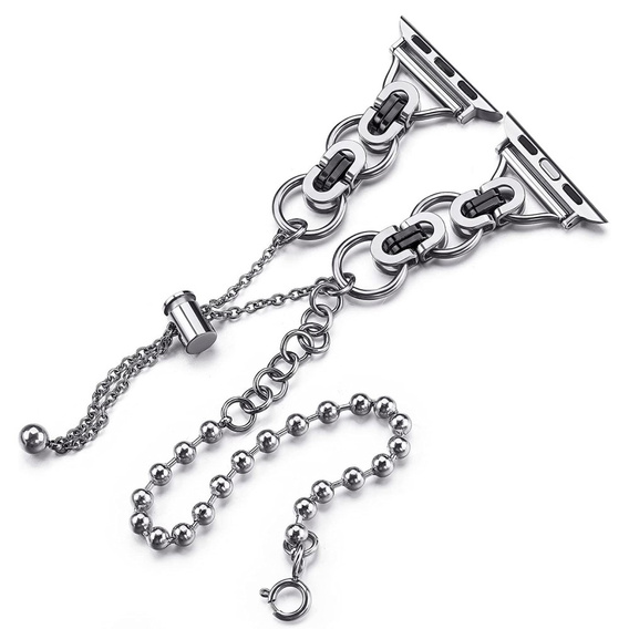 Brățară pentru femei pentru Apple Watch 1/2/3/4/5/6/7/8/9/SE 38/40/41mm, argint / negru