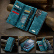 Husă CASEME pentru Samsung Galaxy S25 Ultra, Retro Leather Wallet, cu curea de umăr, verde