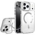 Husă pentru iPhone 17 Pro Max, pentru MagSafe, cu suport, transparentă cu inserții gri
