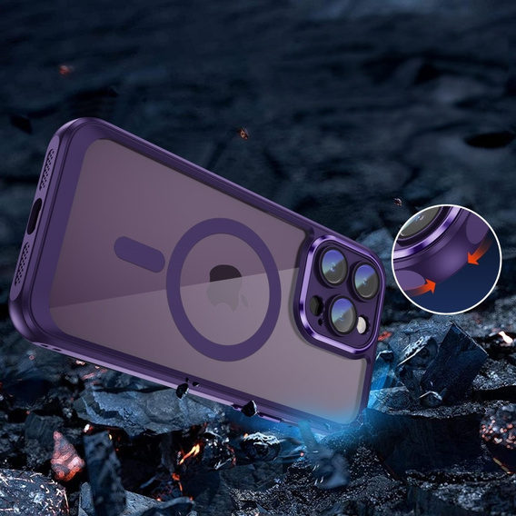 Husă pentru iPhone 15 Pro, ERBORD Impact Guard, MagSafe, violet închis