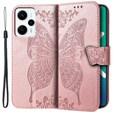 Cu clapetă pentru Xiaomi Poco F5, Butterfly, roz rose gold