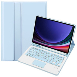 Carcasă + tastatură Samsung Galaxy Tab S9, Leather Pen Slot TouchPad, caz albastru