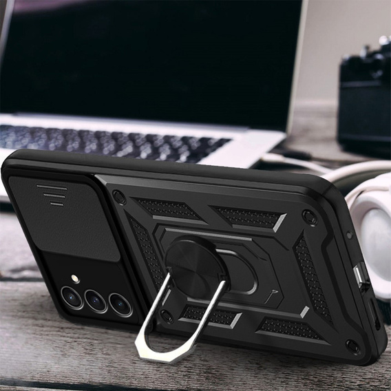 Husă blindată pentru Samsung Galaxy S25 FE, CamShield Slide, negru