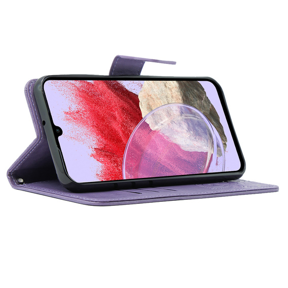 Cu clapetă pentru Samsung Galaxy M34 5G, Butterfly, violet
