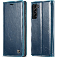 Carcasă flip CASEME pentru Samsung Galaxy S21 FE, Waxy Textured, albastru