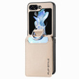 Carcasă pentru Samsung Galaxy Z Flip6 5G, Card Slot Ring Case, bej