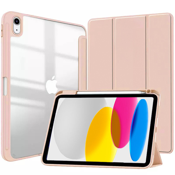 Husă pentru iPad 10.9 2022 10 Gen, Smartcase Hybrid, cu spațiu pentru stylus, roz