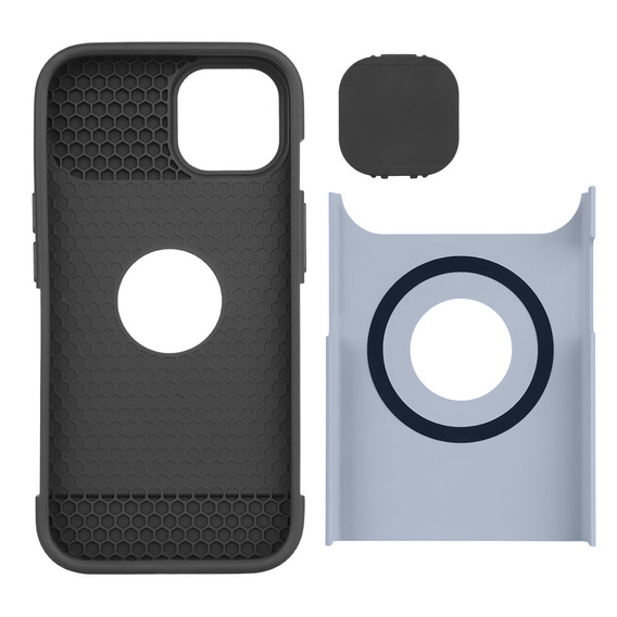 Husă ERBORD MagSafe Cam Slider, albastră + sticlă pentru ecran pentru iPhone 13 / iPhone 14