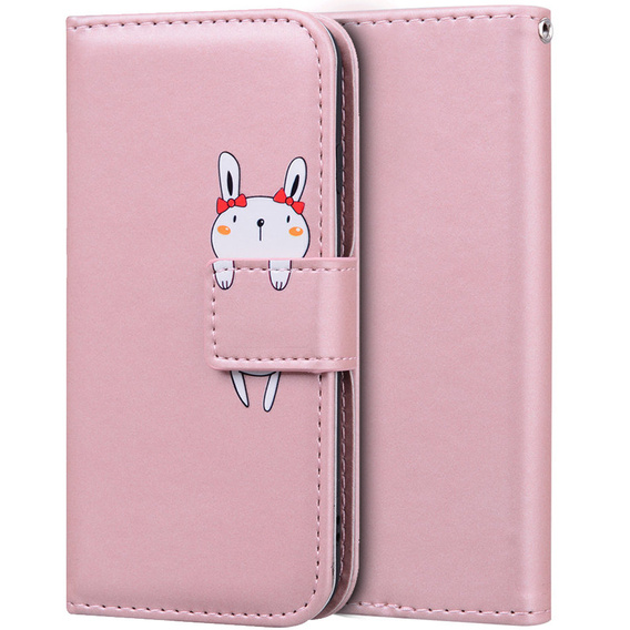 Cu clapetă pentru Motorola Moto G22, Wallet Bunny, roz