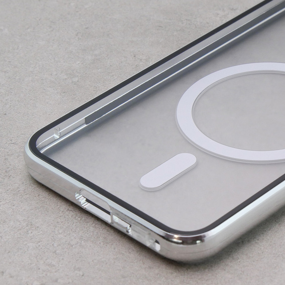 Carcasa Magnetic Dual Glass MagSafe pentru Samsung Galaxy S23, de argint
