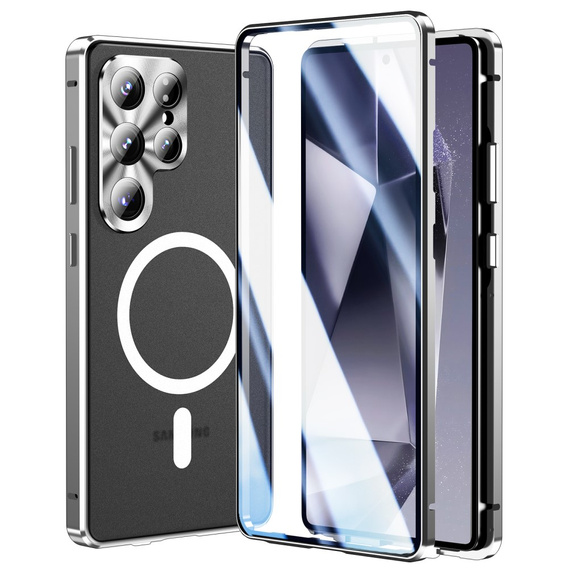 Carcasa Magnetic Dual Glass MagSafe pentru Samsung Galaxy S25 Ultra, de argint
