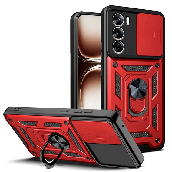 Husă blindată pentru Oppo Reno 12, CamShield Slide, roșu