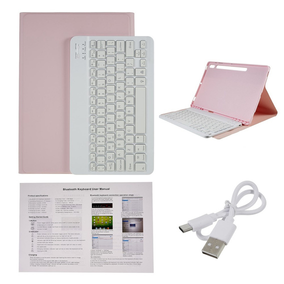 Carcasă + tastatură Galaxy Tab S7+ Plus / S8+ Plus /S7 FE T730 T733, Pen Slot, roz rose gold