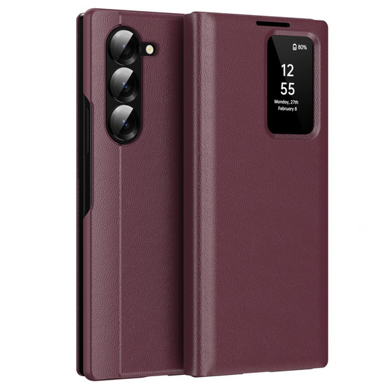 Husă cu clapetă pentru Samsung Z Fold5 5G, Smart View Wallet, maroon