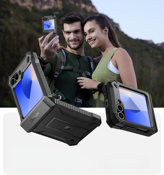 Husa blindată pentru Samsung Galaxy Z Flip7 FE / Z Flip6, Dexnor Clip Holder, negru