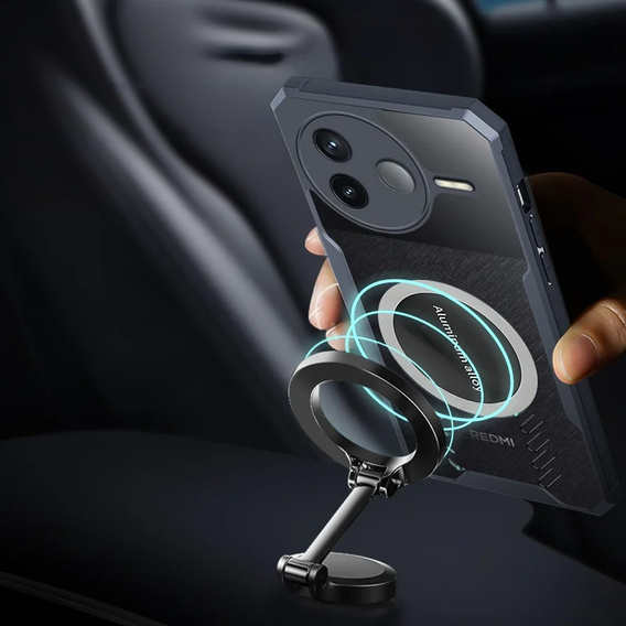 Carcasă pentru Xiaomi Redmi Note 14 Pro/Pro+ 5G, cu placă magnetică, transparent / negru