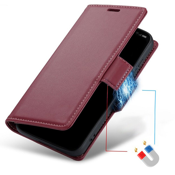 Husă pentru Motorola Edge 50 Pro, ERBORD Glossy Litchi, portofel cu clapetă, roșu