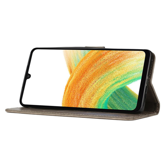 Cu clapetă pentru Samsung Galaxy A25 5G, Butterfly, gri + sticlă 9H 