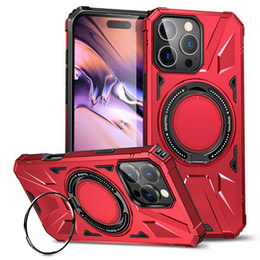 Carcasă pentru iPhone 16 Pro, blindată cu suport și placă pentru mâner, roșu