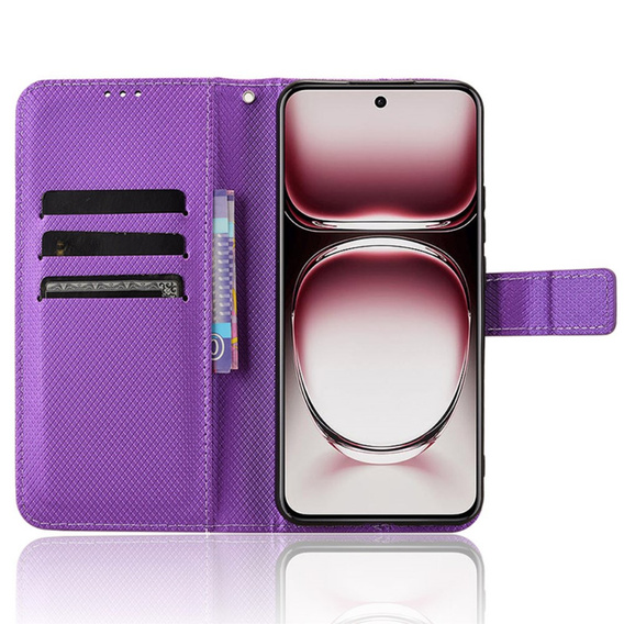 Cu clapetă pentru Oppo Reno 12, Wallet Smart Magnet, violet