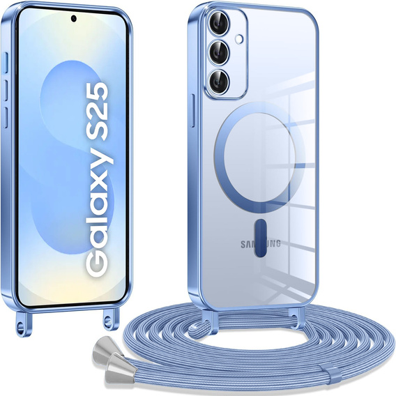 Husă pentru Samsung Galaxy S25, Electro MagSafe, albastru + Lanyard