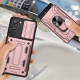 Husă blindată pentru Samsung Galaxy S23, Camera Slide Card Slot, roz rose gold