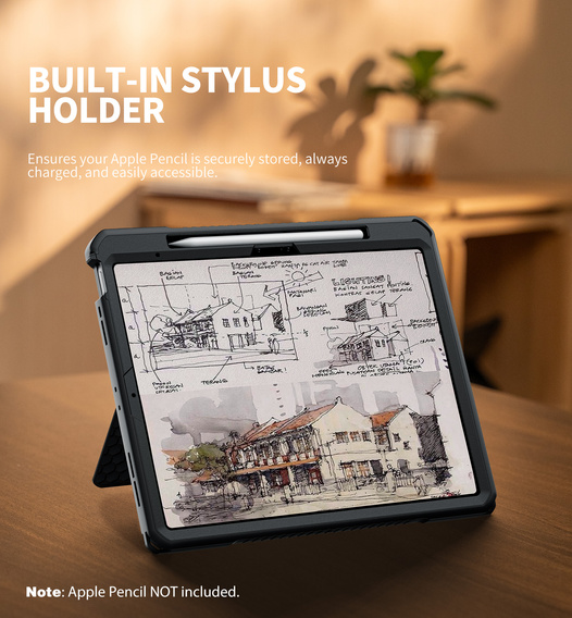 Husă Dexnor 360° cu curea și suport pentru stylus pentru iPad Air 13" 2025/2024 (generația a 7-a/a 6-a)