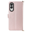 Carcasă cu clapetă pentru Samsung Galaxy S25 Edge, Crossbody Leather Wallet, roz