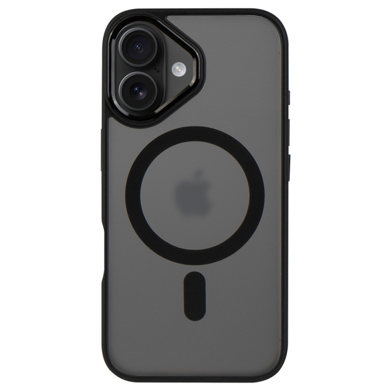 Husă pentru iPhone 16, pentru MagSafe, ERBORD Matt Case, transparent / negru + sticlă pentru ecran