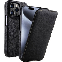 MELKCO carcasă flip pentru iPhone 15 Pro Max, piele, flip, negru