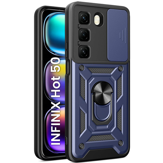 Husă blindată pentru Infinix Hot 50 4G, CamShield Slide, albastru