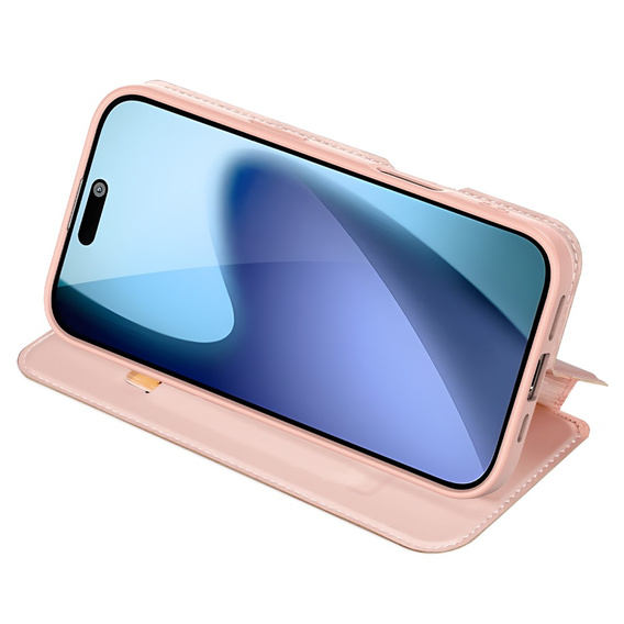 Husă Dux Ducis pentru iPhone 17, Skin Pro, cu clapetă, cu slot pentru carduri, roz