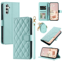Husă cu clapetă pentru Samsung Galaxy S25 FE, Rhombus Crossbody Leather, verde