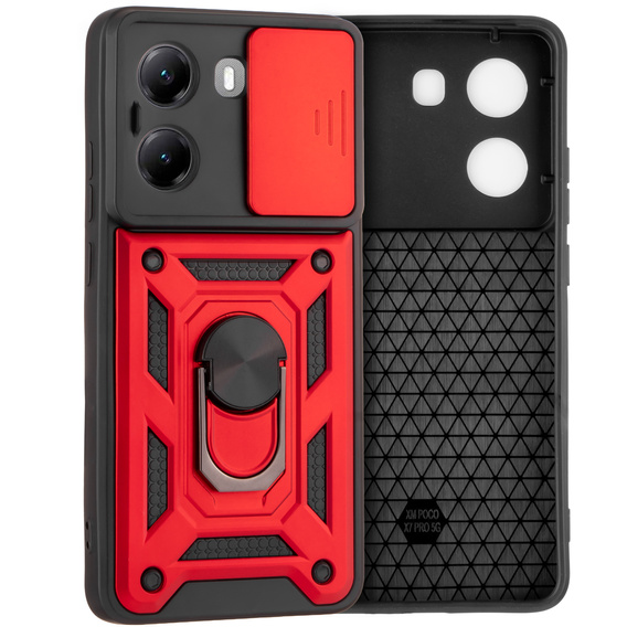 Husă blindată pentru Xiaomi Poco X7 Pro 5G, CamShield Slide, roșu