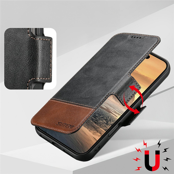 Husă flip 2 în 1 pentru iPhone 17 Pro, SUTENI, pentru MagSafe, negru