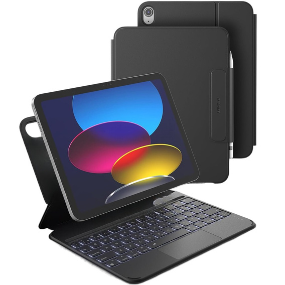 Husă tastatură pentru iPad 11" 2025 A16 (11 gen.) / iPad 10.9" 2022 (10 gen.), Dexnor Magnetic Keyboard Touchpad, negru