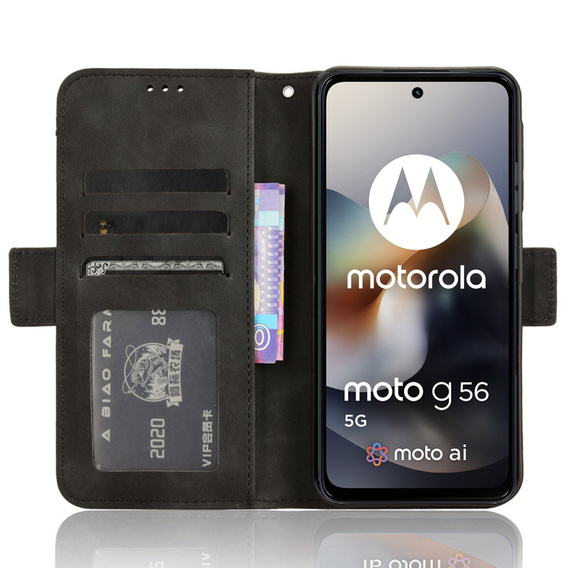 Cu clapetă pentru Motorola Moto G56 5G, Card Slot, negru