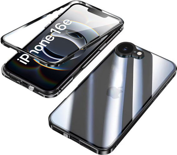 Husa pentru iPhone 16E, Magnetic Dual Glass, negru