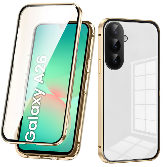 Husa pentru Samsung Galaxy A26, Magnetic Dual Glass, de aur