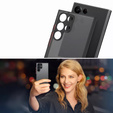 Husă din silicon pentru Samsung Galaxy S25 Ultra, cu protecție pentru cameră, transparent / negru + sticlă călită 9H