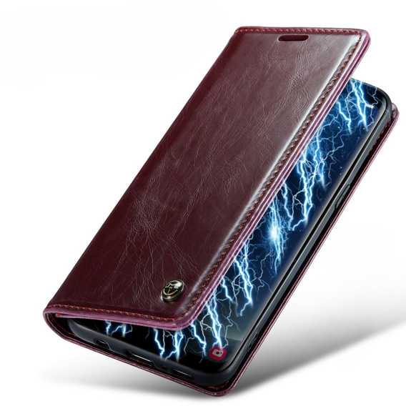 Carcasă flip CASEME pentru Samsung Galaxy S8, Waxy Textured, roșu