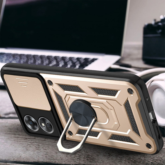 Husă blindată pentru Oppo A17, CamShield Slide, de aur