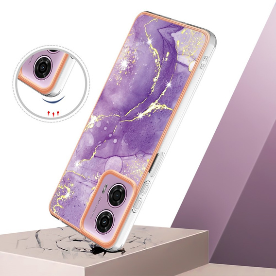 Carcasă de protecție pentru Motorola Moto G24 / G24 Power / G04, Marble Slim Case, violet închis