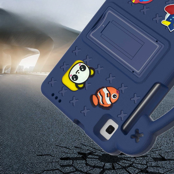 Husă pentru copii pentru Samsung Galaxy Tab A7 Lite 8.7 T220/T225, Cute Patterns, cu suport, albastru închis