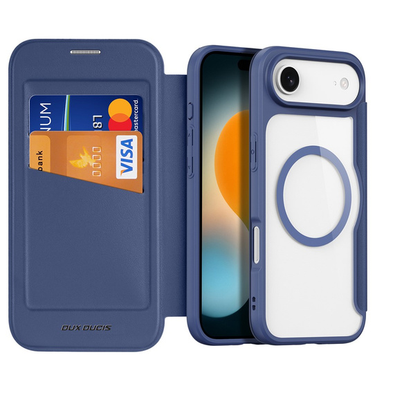 Husă Dux Ducis pentru iPhone Air, Skin X Pro, cu clapetă, pentru MagSafe, albastru marin