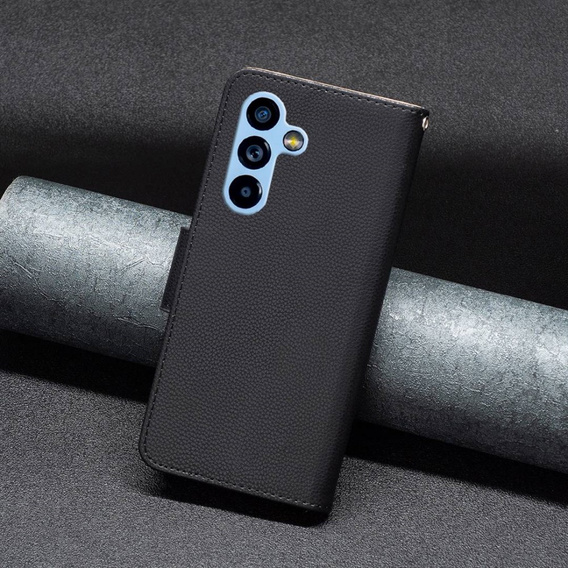 Cu clapetă pentru Samsung Galaxy A54 5G, Wallet Litchi Magnet, negru