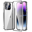 Husa pentru iPhone 14 Pro, Magnetic Dual Glass, de argint