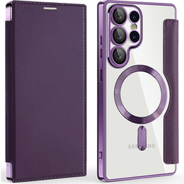 Cu clapetă pentru Samsung Galaxy S25 Ultra, RFID Wallet MagSafe CamShield, violet