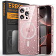 Husă pentru iPhone 16 Pro, ERBORD Glitter MagSafe, roz + Sticlă pentru ecran