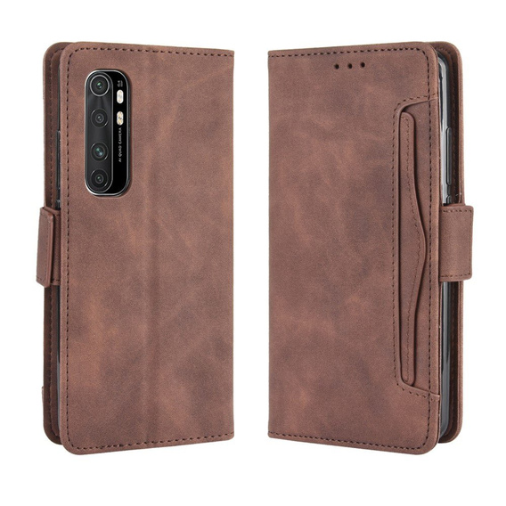 Cu clapetă pentru Xiaomi Mi Note 10 Lite, Card Slot, maro